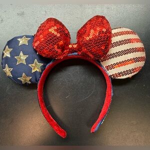 Authentic Disney Patriotic Sequin Mouse Ears Headband
